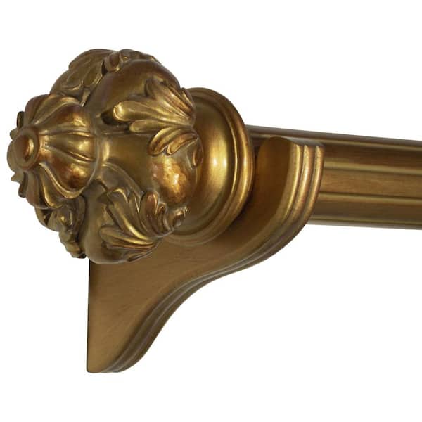Custom Cut Drapery Hardware in Gold with Hex Finial