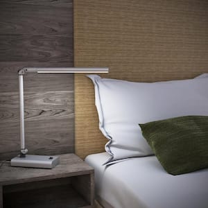 26 in. Silver Adjustable Contemporary LED Desk Lamp