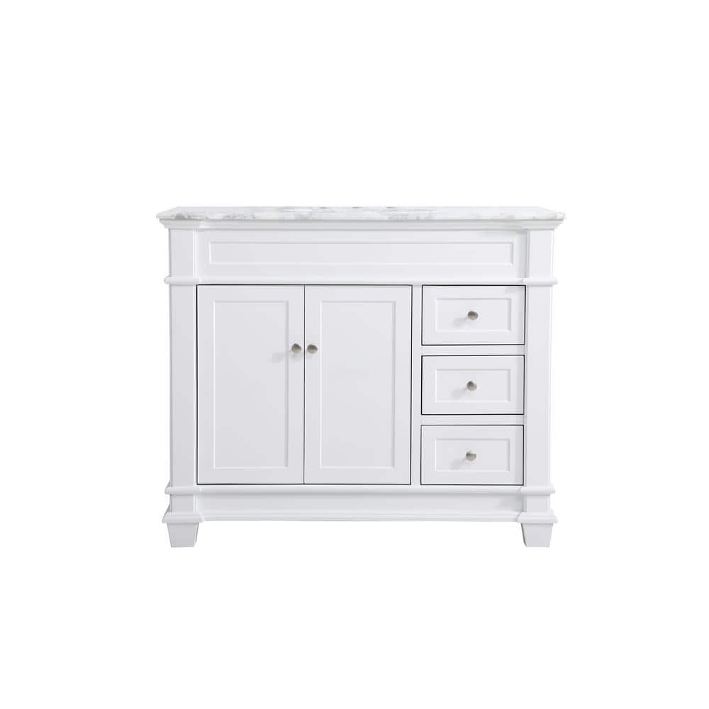 Simply Living 42 in. Single Bathroom Vanity in White with Marble Vanity Top