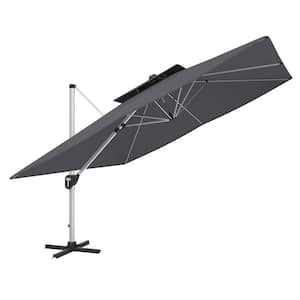 11 ft. Patio Umbrella Outdoor Square Double Top Umbrella in Dark Gray (without Umbrella Base)