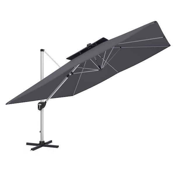 Clihome 11 ft. Patio Umbrella Outdoor Square Double Top Umbrella in Dark Gray (without Umbrella Base)