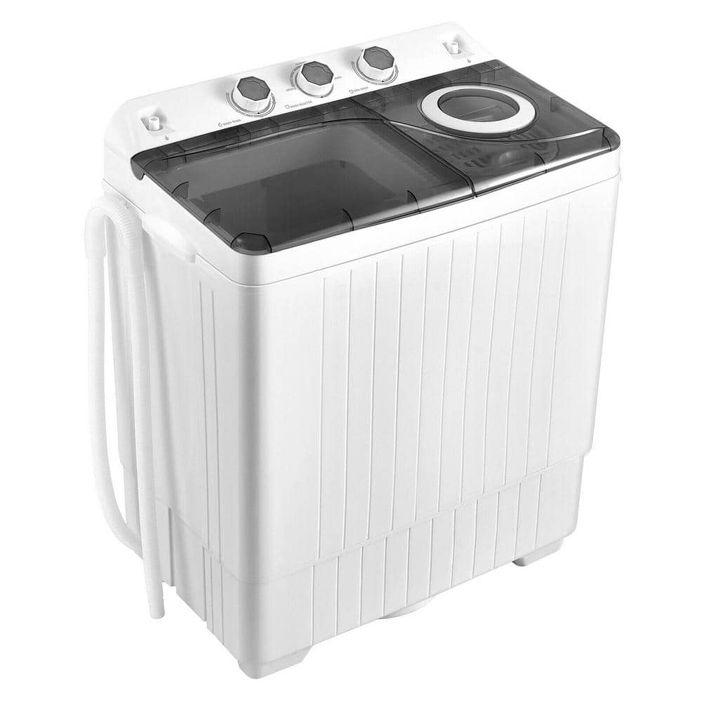 26 lbs. 0.41 cu. ft. Portable Top Load Washer in Gray with Drain Pump