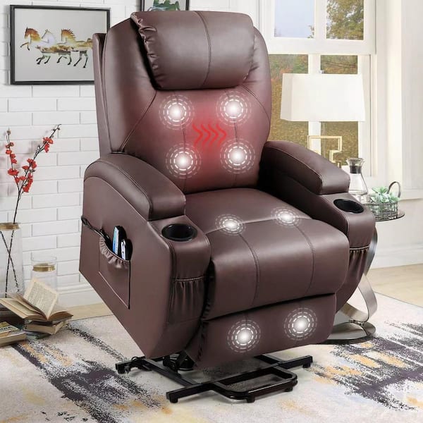 Lacoo Brown Fabric Recliner Chair Home Theater Recliner with Padded Seat and Massage Backrest