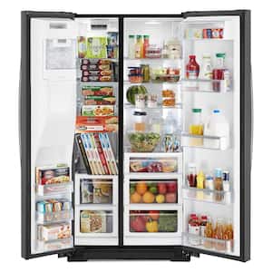 36 in. 22.6 cu. ft. Side by Side Refrigerator in Black Stainless Steel, Counter Depth