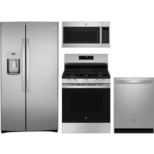 21.8 cu. ft. Counter Depth Refrigerator with 5 Burner Freestanding Gas Range and Dishwasher with Dry Boost