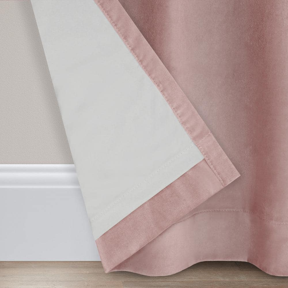 Dusty Rose Velvet Cotton Blackout Grommet Window Panel, 84" x 50"