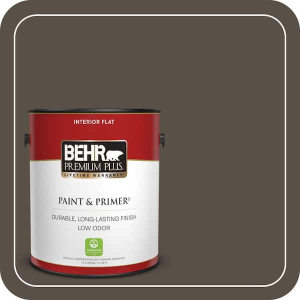 BEHR PREMIUM PLUS 1 gal. #N360-7 Potting Soil Flat Low Odor Interior Paint & Primer