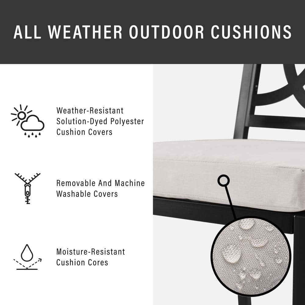 Chambers Black and Cream 7-Piece Steel Outdoor Dining Set