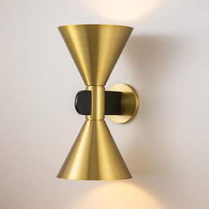 Reese 2-Light Brass Up and Down Cone Vintage Wall Sconce Light
