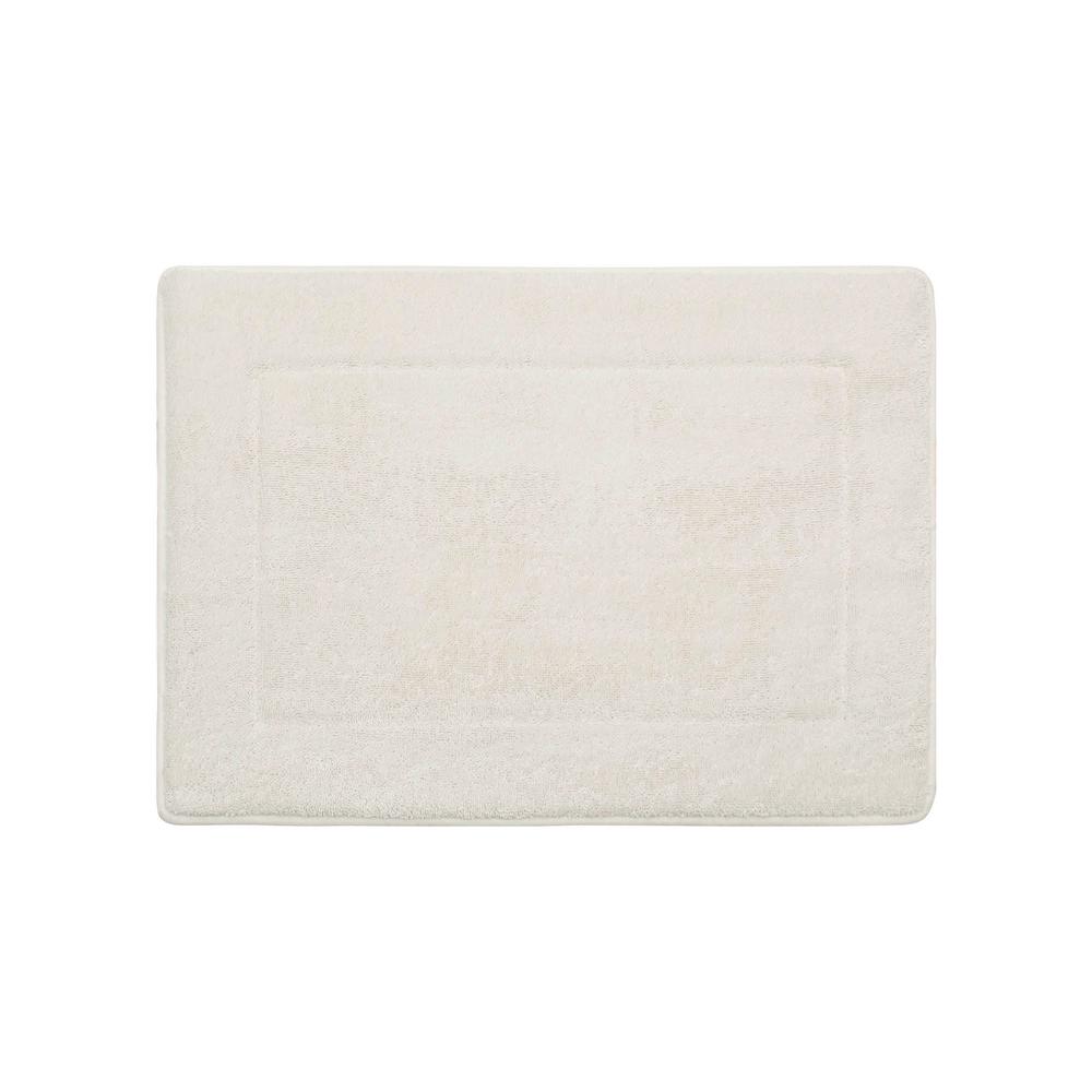 Terry Memory Foam White 17 in. x 24 in. Polyester Bath Rug YMB009301 ...