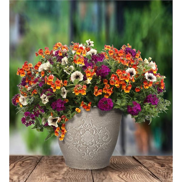 Nestore 14 in. Powdered Warm Grey Plastic Planter