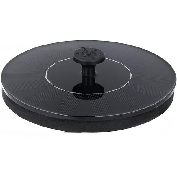 6.3 in. Solar Plastic Bird Bath Cascade Fountain with 6-Nozzle, Free Standing Floating for Garden, Pond, Pool in Black