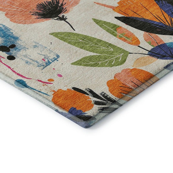 Mayfield Premium Machine Washable Abstract AMF1549 Ivory 8 ft. x 10 ft. Area Rug