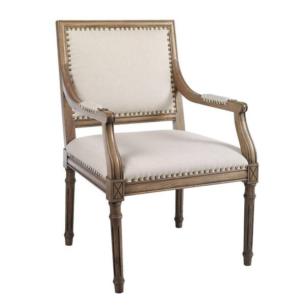 Home Decorators Collection 25 in. W Marais Solid Ivory Arm Chair