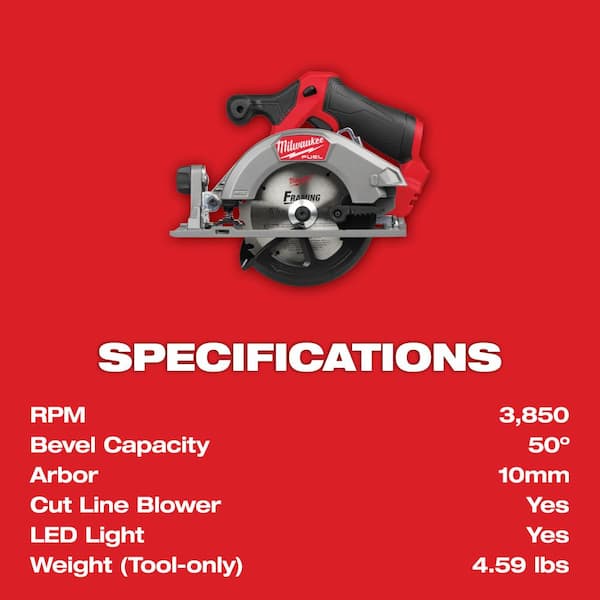 Milwaukee - M12 FUEL 12V Lithium-Ion Brushless 5-3/8 in. Cordless Circular Saw (Tool-Only)