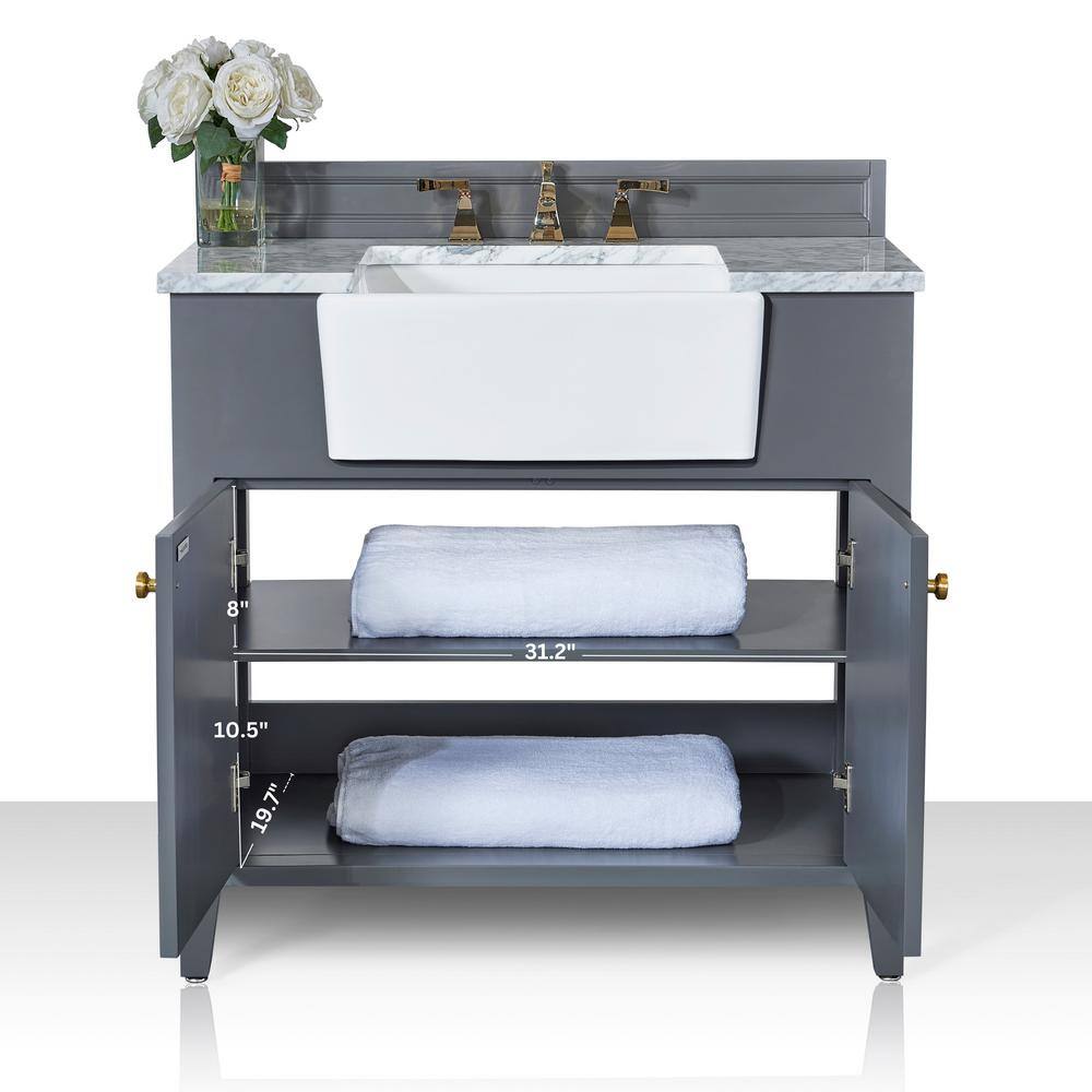 Adeline 36'' Sapphire Gray Wood Bathroom Vanity with Marble Top