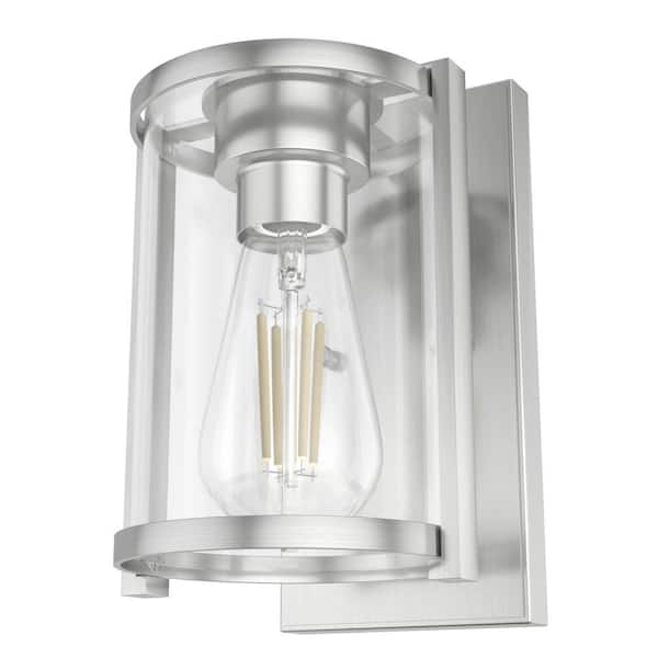 Astwood 7.5 in. Brushed Nickel Sconce with Clear Glass Shade Bathroom Light