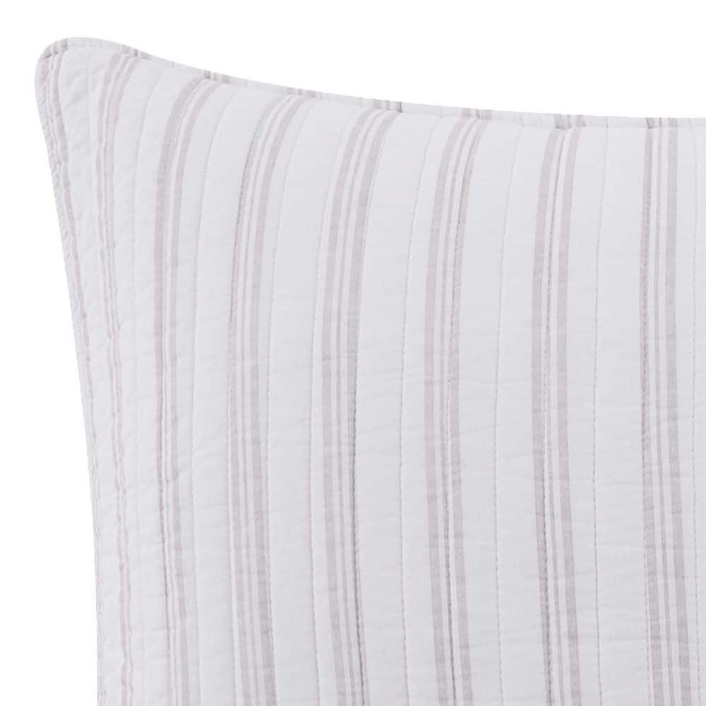 Classic French Stripe Beige on Cream Cotton Euro Sham Set