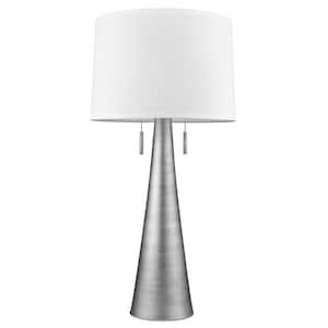 33.5 in. Silver Standard Light Bulb Bedside Table Lamp