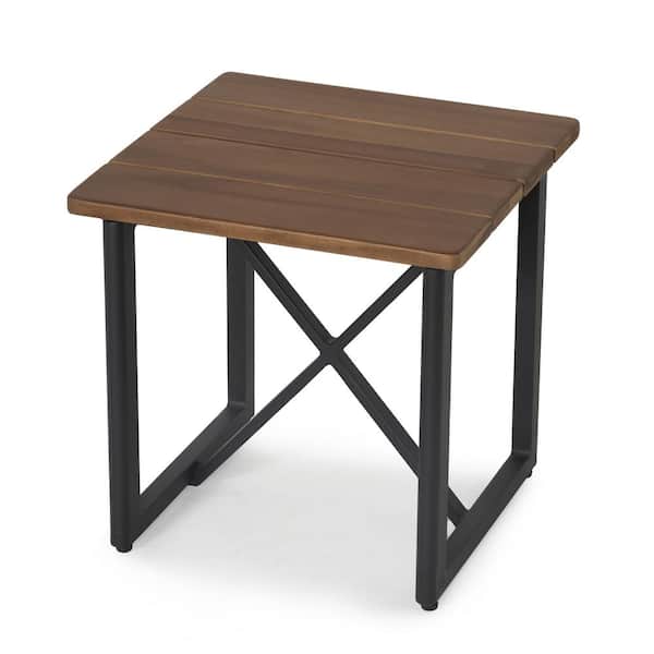 PureCane 1-Piece Aluminum Outdoor Side Table with Wooden Top