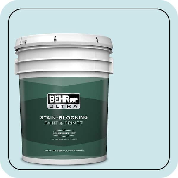 BEHR ULTRA 5 gal. #530C-2 Clear Water Extra Durable Semi-Gloss Enamel Interior Paint & Primer