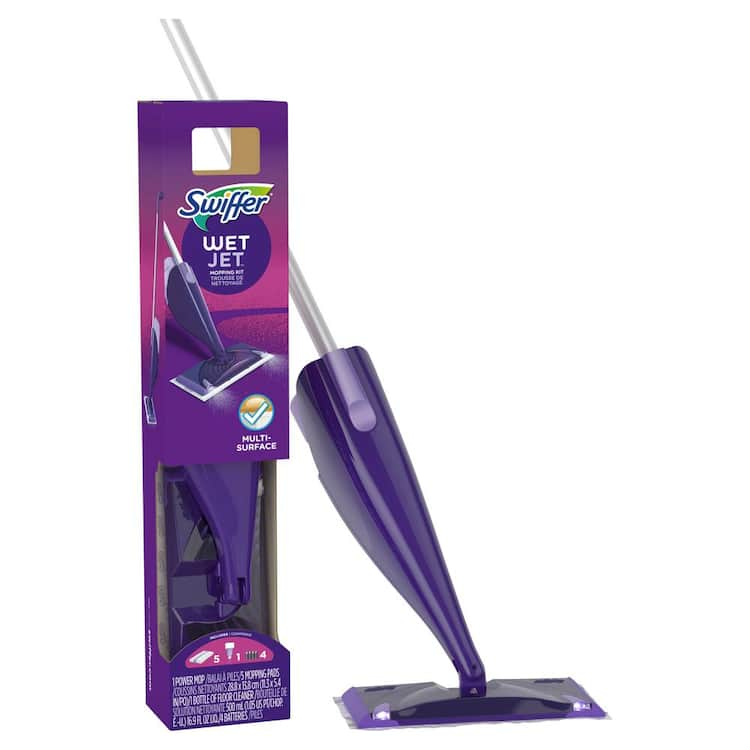 Swiffer WetJet Spray Mop Starter Kit (1-WetJet, 5-Pads, Cleaning Solution and Batteries)