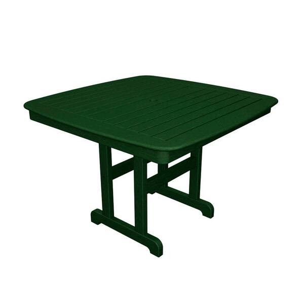 POLYWOOD Nautical 44 in. Green Plastic Outdoor Patio Dining Table