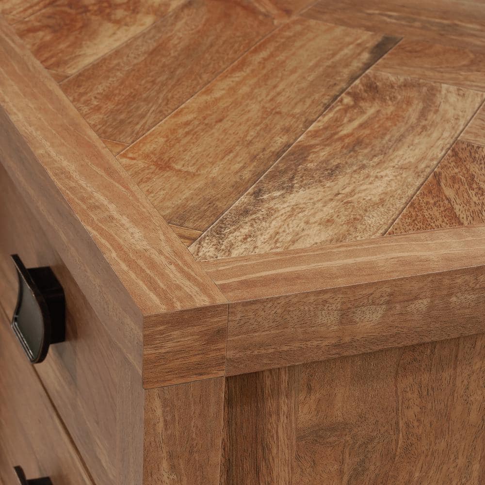 Sindoori Mango Executive Desk with Herringbone Pattern and Cord Management
