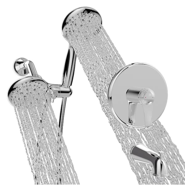 MYCASS 2 Dual 2-In-1 Single-Handle 6-Spray 1.8 GPM Round Wall Mount Shower Faucet with Tub Spout in Chrome (Valve Included)