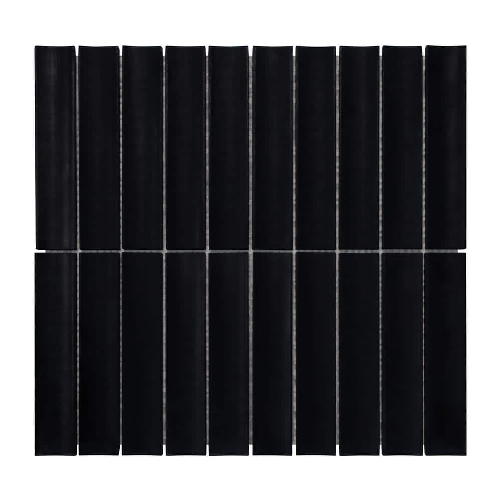 12.52" x 11.89" Black Honed Marble Mosaic Tile