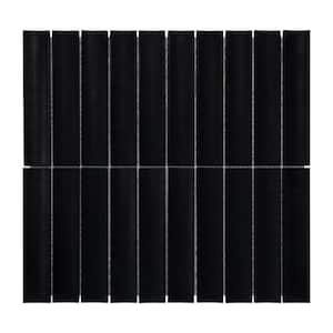 Stacked Black 11.89 in. x 12.52 in. Honed Flucted Nero Marquina Natural Marble Mosaic Tile (5.15 sq. ft./Case)