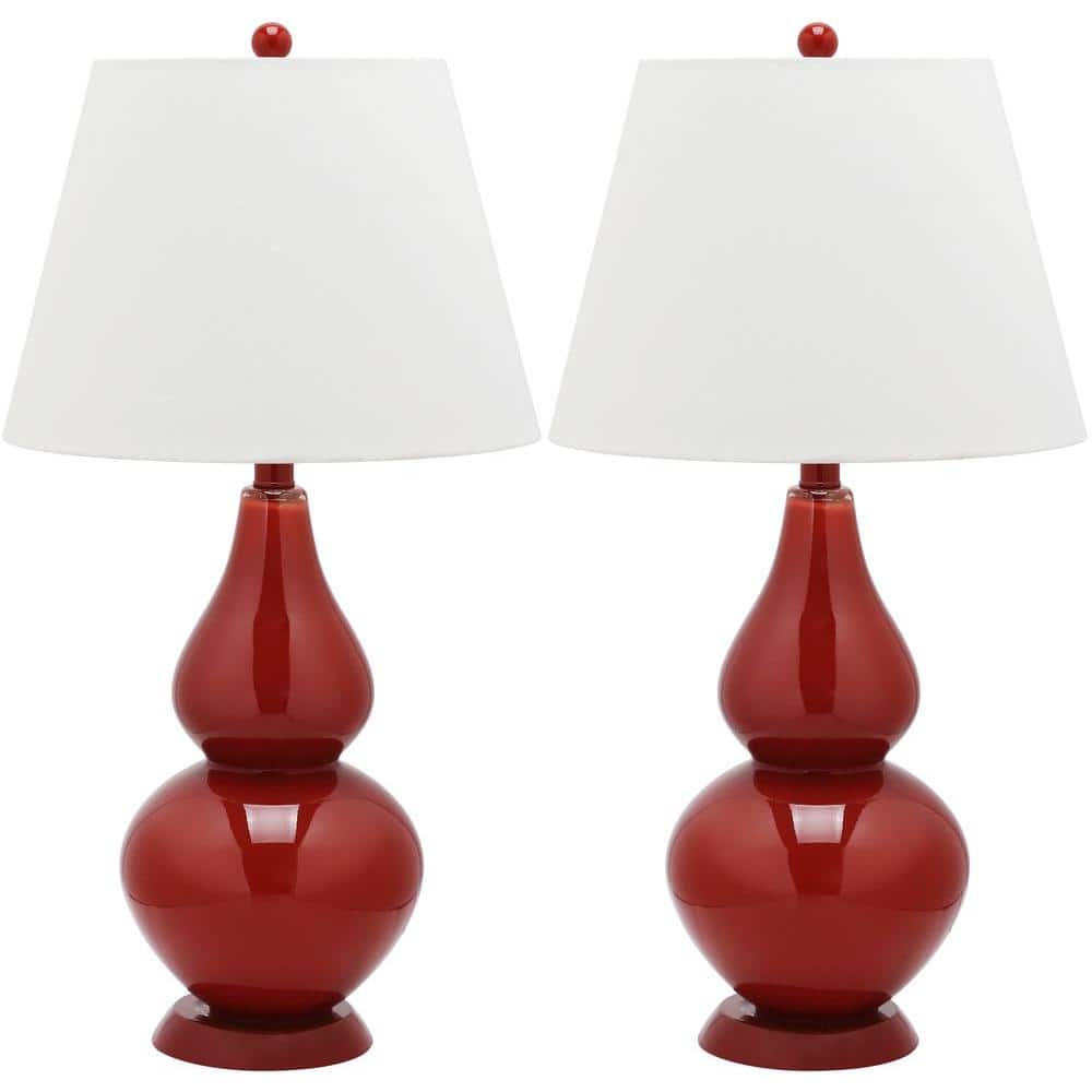 Cybil 26.5 in. Red Double Gourd Glass Table Lamp with Off-White Shade (Set of 2) price history on PriceWatchPro