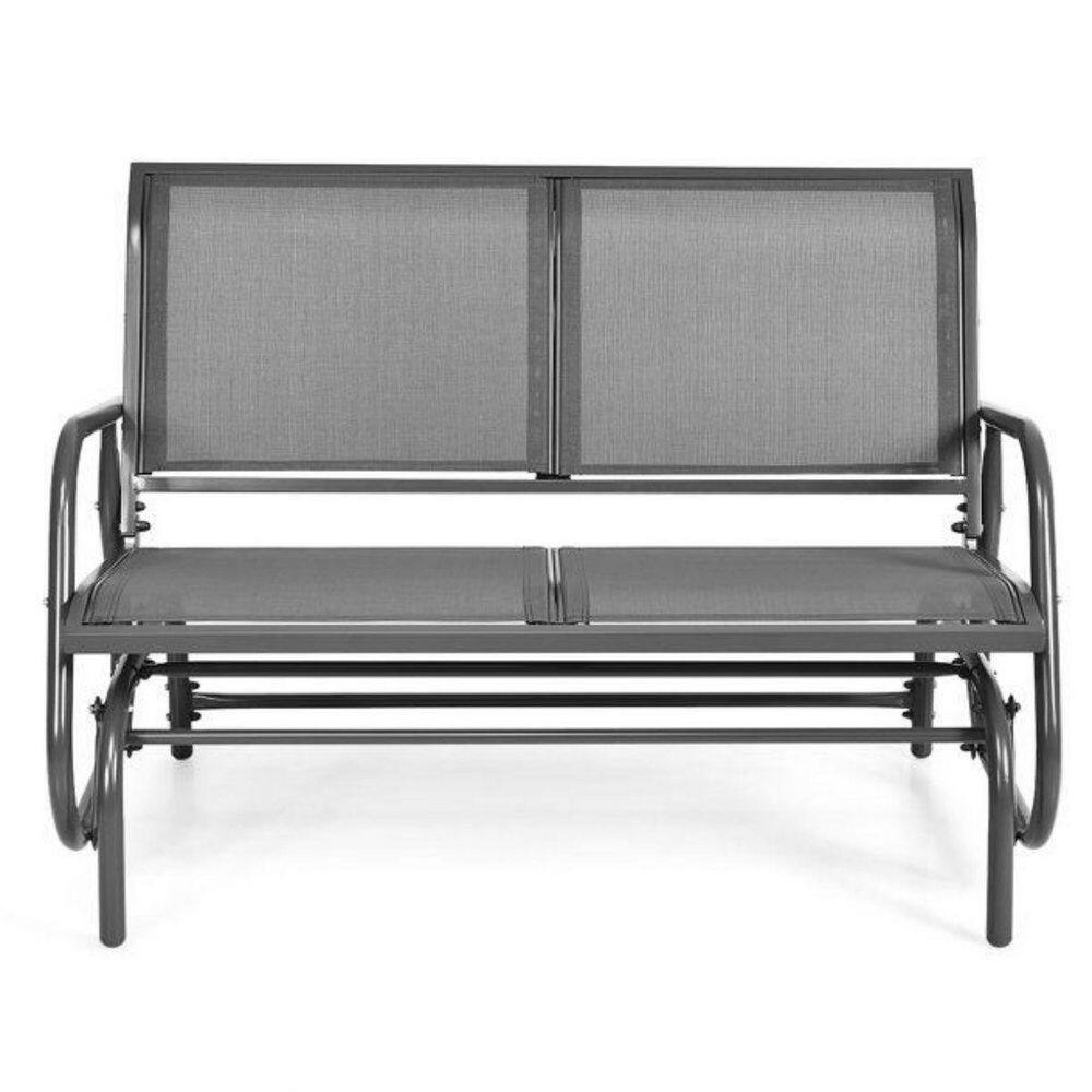 Cubilan 48.5 in. Grey Powder Coated Steel Outdoor Metal Glider Bench
