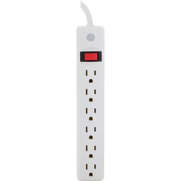 GE 6-Outlet Power Strip, White