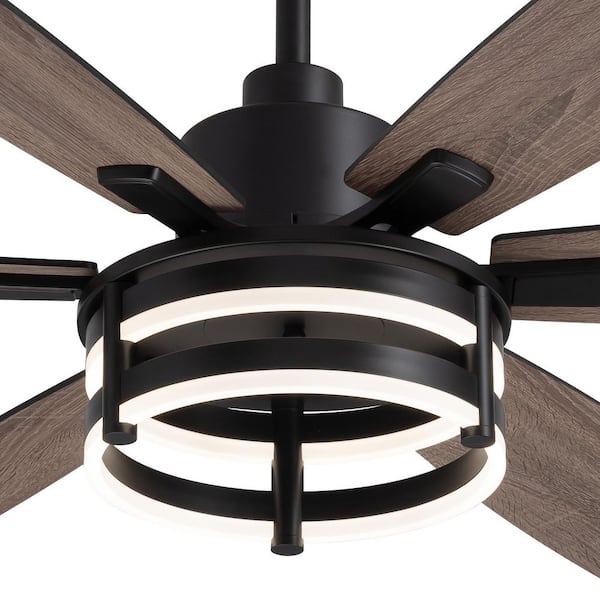 60 in. Black Caged Downrod Farmhouse Ceiling Fan with LED Lighting for Indoor and Outdoor Remote Included