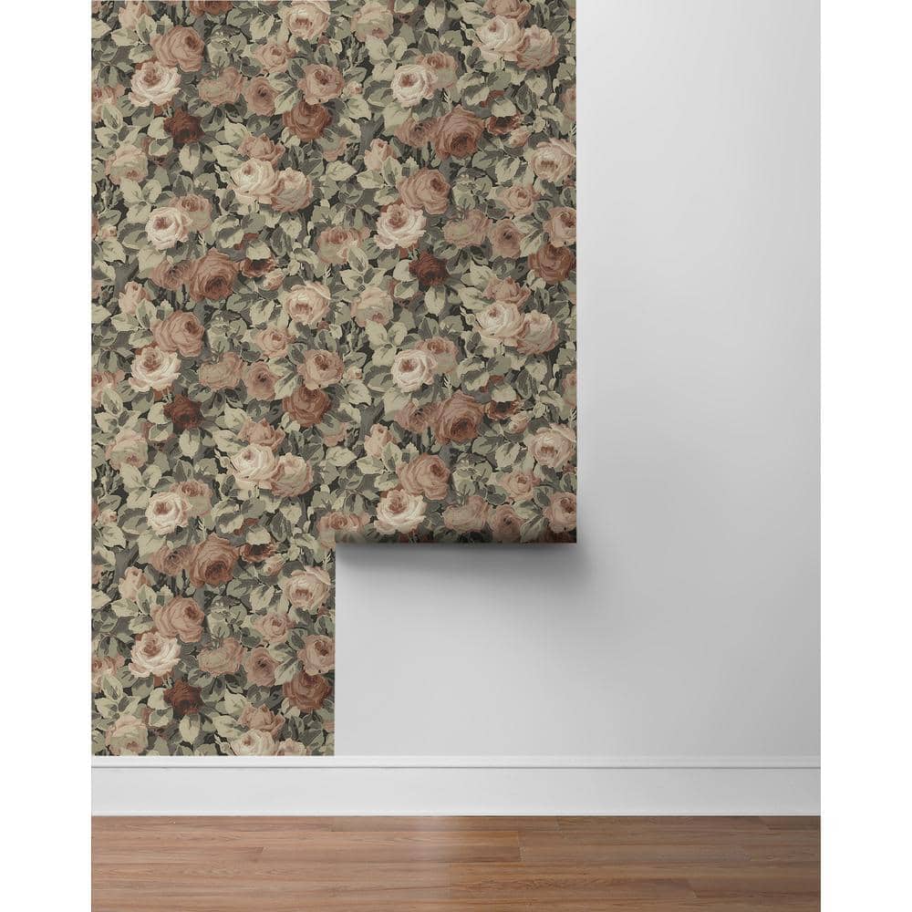 Dusty Mauve and Ash Grey Floral Self-Adhesive Wallpaper