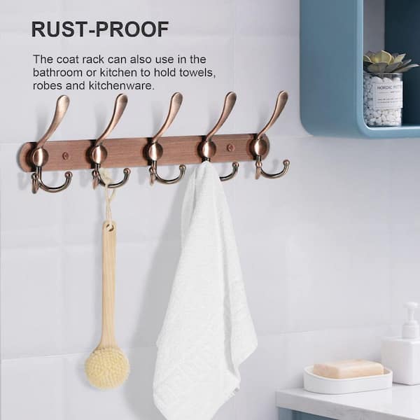 Dracelo Wall Mounted Multi-Function Bathroom Metal Towel Hook Robe Hooks in  Antique Copper 2 Pack B092QVH5ZV - The Home Depot