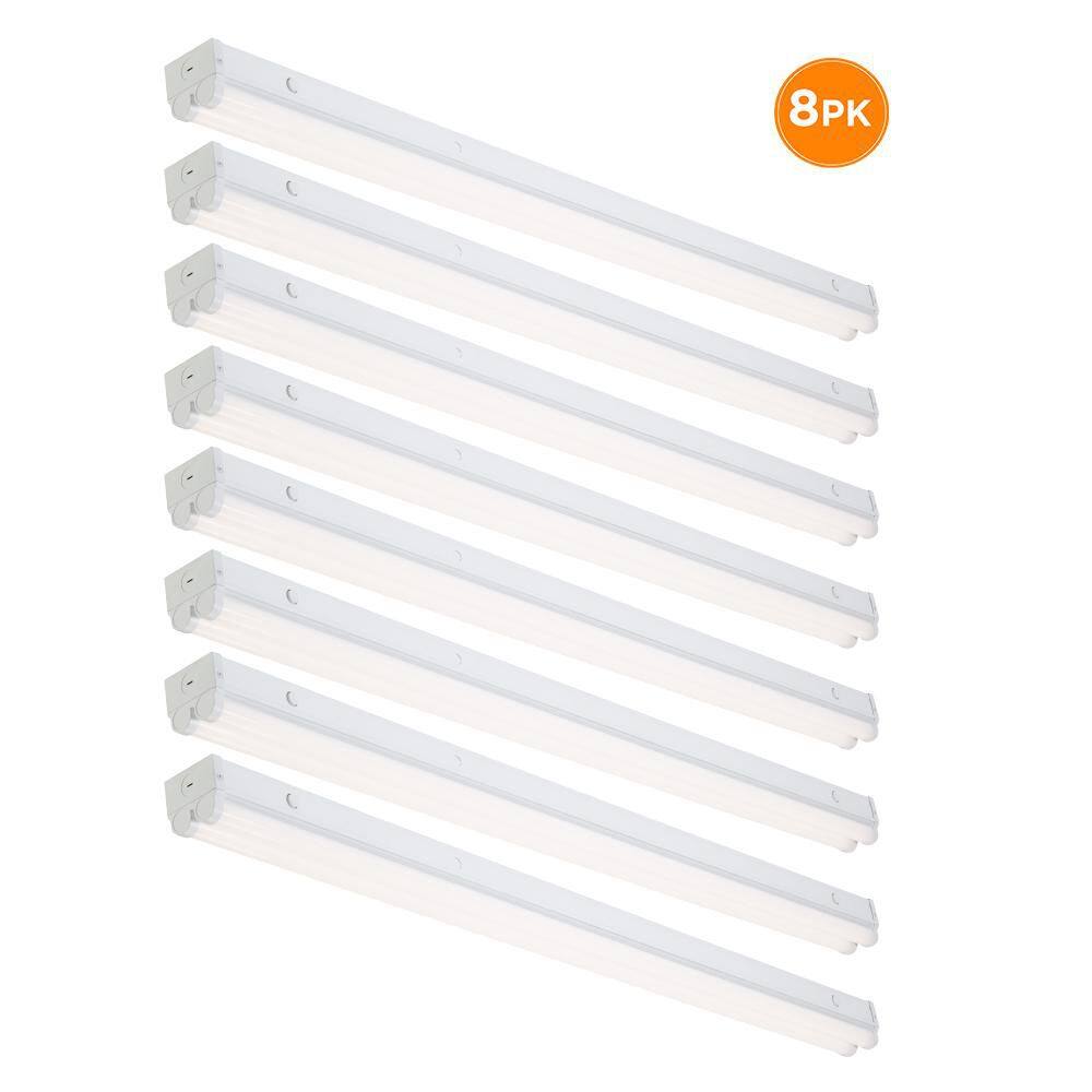 8-Pack 4 ft. Residential 2-Light Integrated LED White Strip Light Fixture 4000K Bright White 4500 Lumens 40-Watt 120V price history on PriceWatchPro
