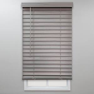 Gray Cordless Room Darkening Faux Wood Blinds with 2 in. Slats - 33.5 in. W x 64 in. L