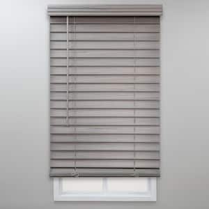 Gray Cordless Room Darkening Faux Wood Blinds with 2 in. Slats - 34.5 in. W x 64 in. L