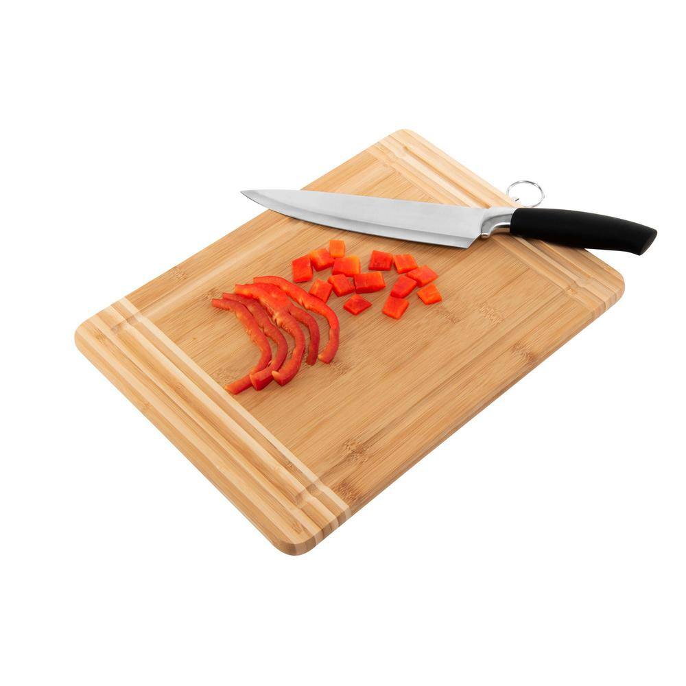 Large Rectangular Bamboo Cutting Board with Drip Edge
