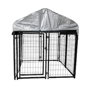 5 ft. x 5 ft. x 3 ft.- Black Expandable Heavy-Duty Dog Kennel and Playpen Kit with Roof and Rain Cover