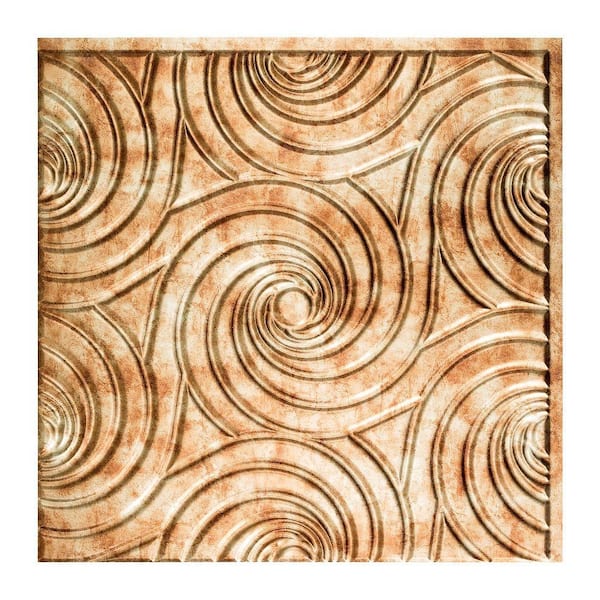 Fasade Typhoon 2 ft. x 2 ft. Glue Up PVC Ceiling Tile in Bermuda Bronze