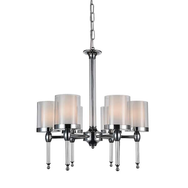 CWI Lighting Maybelle 6-Light Chrome Chandelier with Clear shade