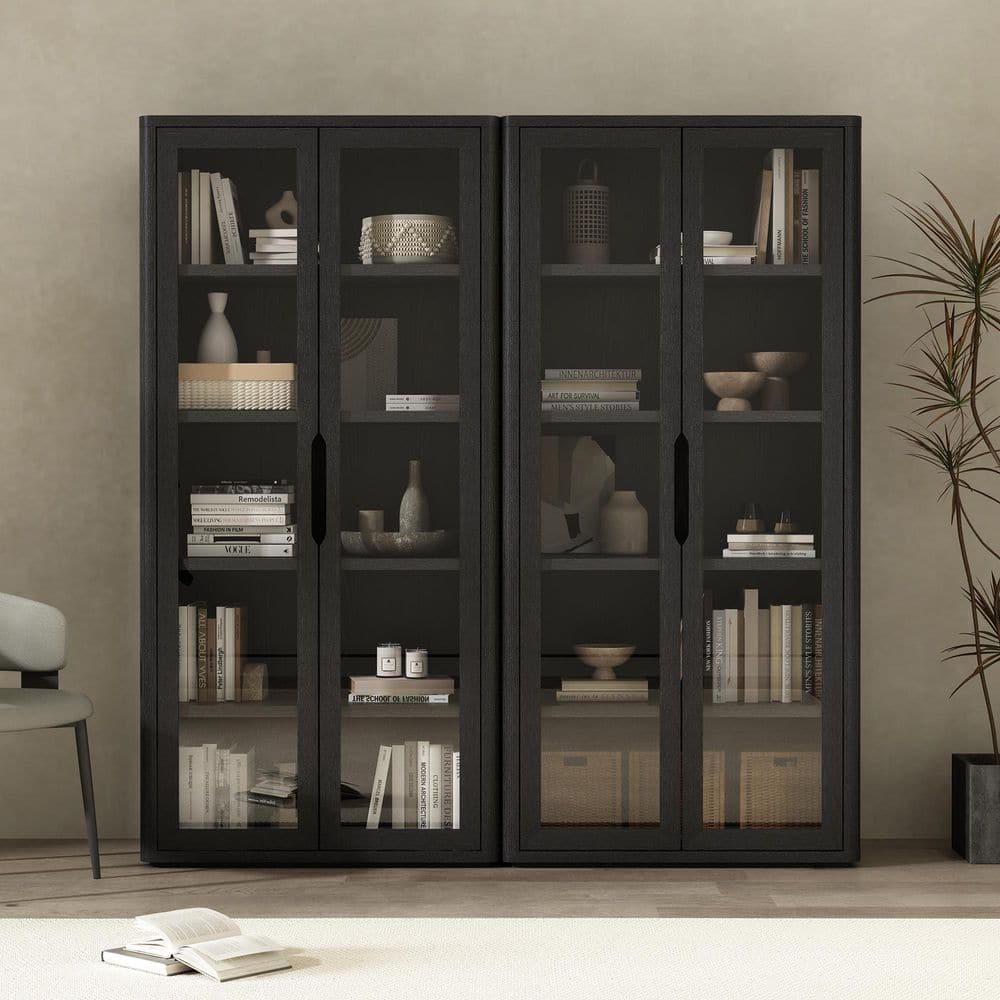 Manhattan Comfort Rivington 79 in. Tall Modern Black Composite