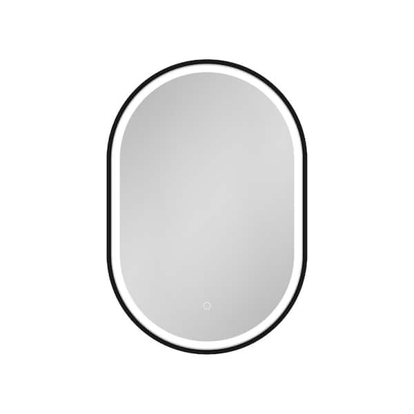 Unbranded 21 in. W. x 31 in. H Oval Anti-Fog Surface Mount Framed Bathroom Medicine Cabinet with Mirror