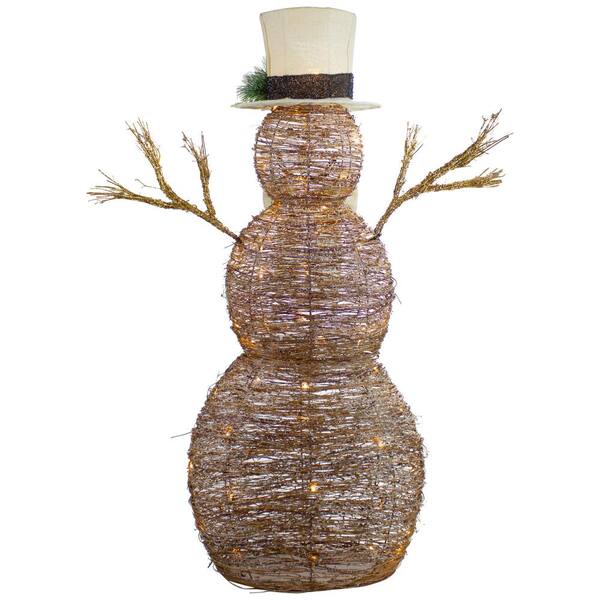 Northlight 48 in. LED Lighted Rustic Rattan Snowman Outdoor 