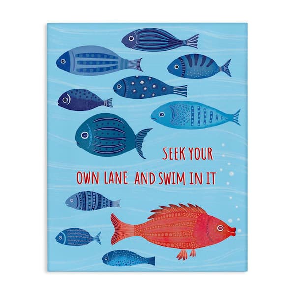 Stupell Industries Swim In Your Own Lane by Darlene Seale Unframed Coastal Graphic Art Print 48 in. x 36 in.