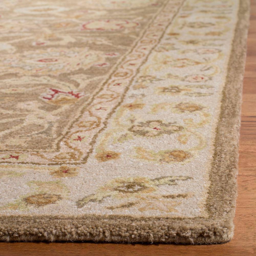 Hand Tufted Ivory and Tan Floral Wool Runner Rug