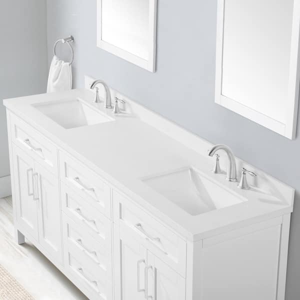 86 inch Single Sink Bathroom Vanity Set Including Makeup Table and 3  Matching Mirrors Antique White Color (86Wx22Dx36H) S7530